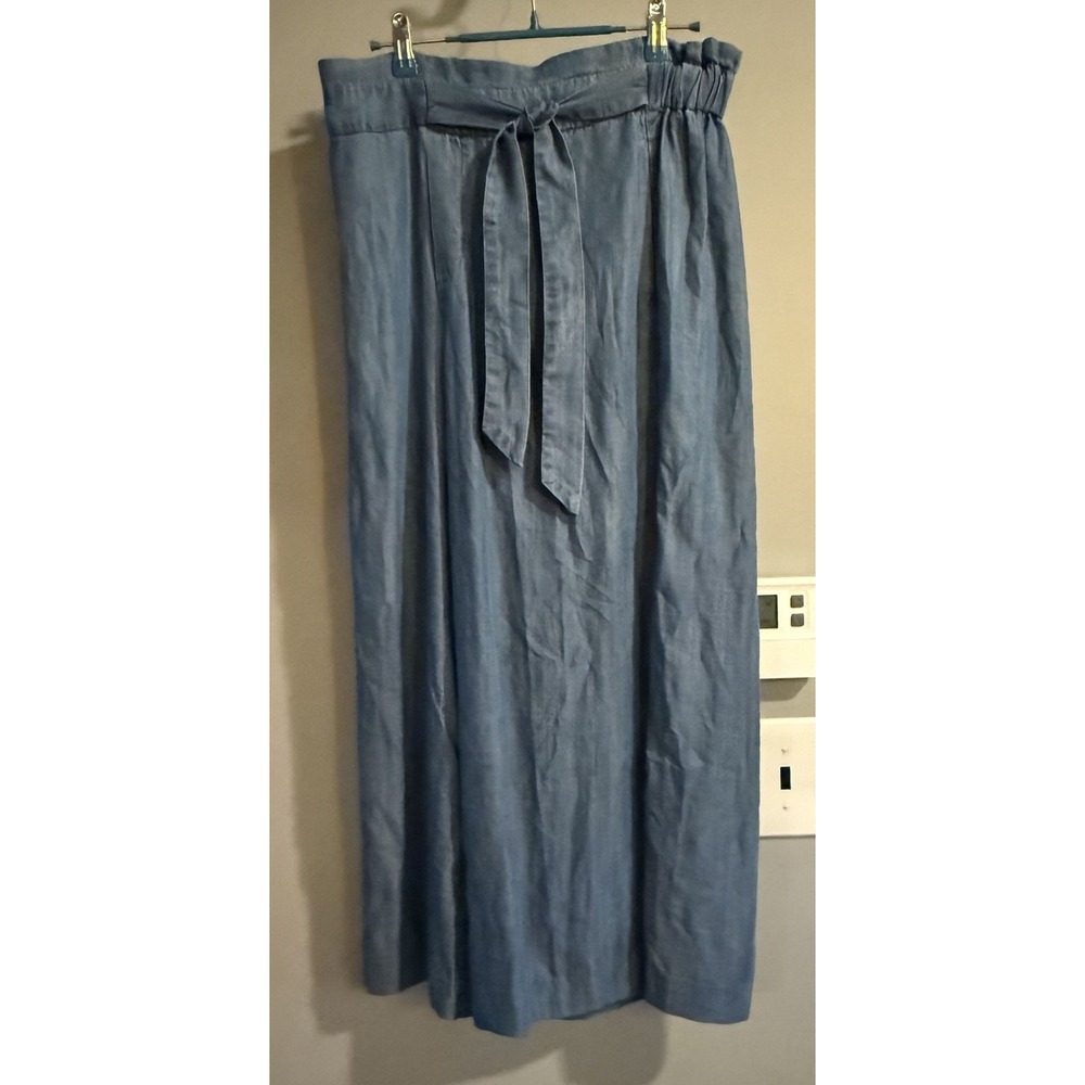 Joan Vass Pants Luxe Lyocell Natural Fiber Wide Leg Pull On Cropped Medium New
